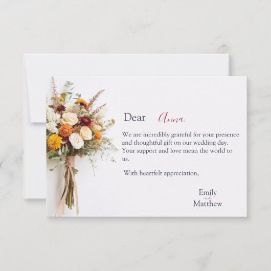 Herfst bruiloft dank u kaart (Voorkant)