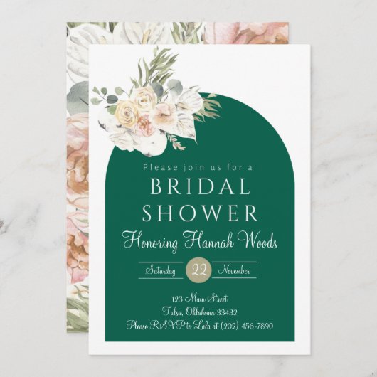 Herfst Bruiloft Feest Uitnodiging, Smaragdgroen Kaart (Voorkant / Achterkant)