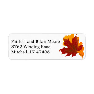 Herfst bruiloft herfst bladeren retour adres label