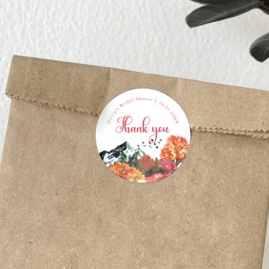 Herfst Bruiloft in Bergbos Ronde Sticker