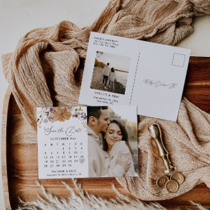 Herfst bruiloft kalender Bewaar de datum foto Brie Briefkaart