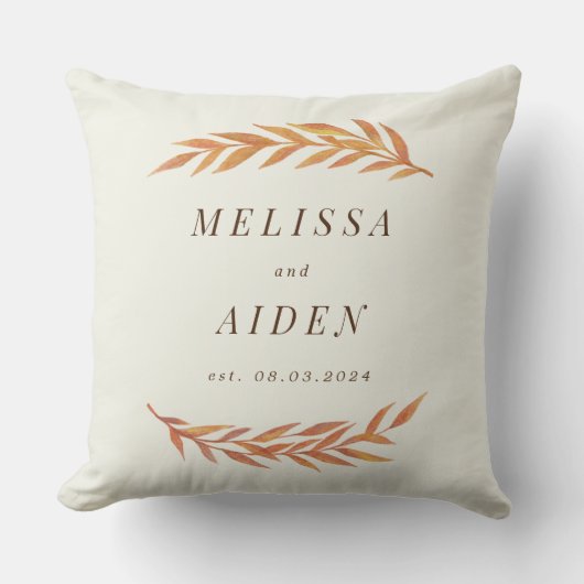 Herfst bruiloft kussen met namen en datum (Voorkant)
