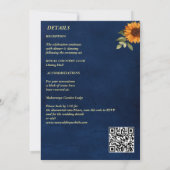 Herfst bruiloft marine blauw geel zonnebloem alles kaart (Achterkant)