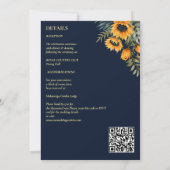 Herfst bruiloft navy blauw rustieke zonnebloem all kaart (Achterkant)