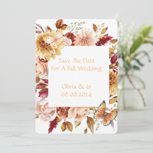 HERFST BRUILOFT ROMANTIEK BEWAAR DE DATUM SAVE THE DATE (Staand voorkant)