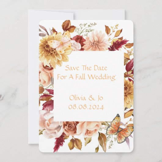 HERFST BRUILOFT ROMANTIEK BEWAAR DE DATUM SAVE THE DATE (Voorkant)