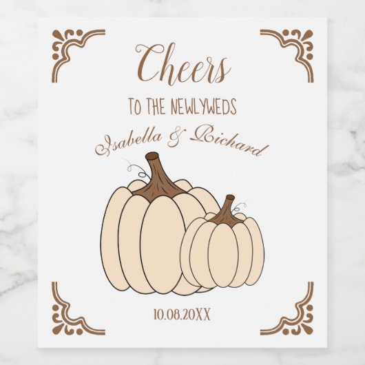 Herfst bruiloft romige pompoenen wijn labels wijn etiket (Enkel label)