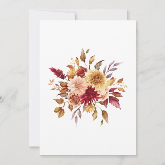 Herfst Bruiloft rustieke bloemen en pompoenen Kaart (Achterkant)