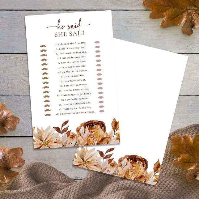 Herfst Bruiloft Shower Spel (Fall Bridal Shower Game
)