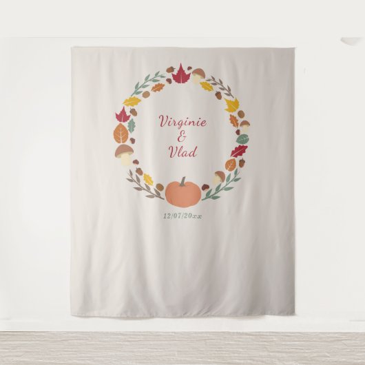 Herfst Bruiloft Tapestry & Photo Booth Achtergrond Wandkleed (Voorkant)