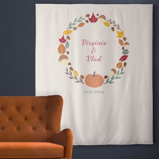 Herfst Bruiloft Tapestry & Photo Booth Achtergrond Wandkleed