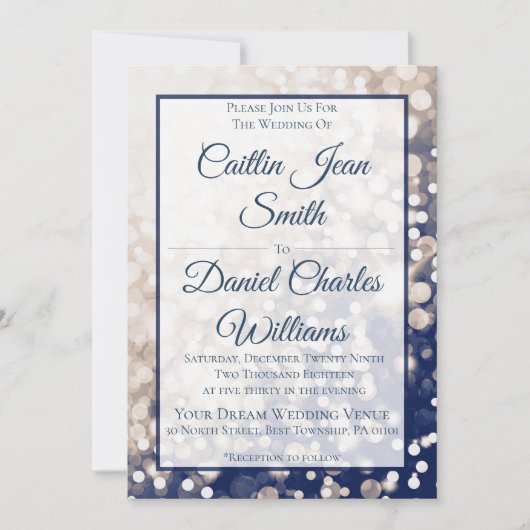 Herfst bruiloft uitnodiging - Champagne en Marine (Voorkant)