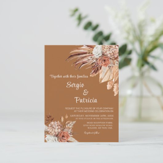 Herfst bruiloft Uitnodiging Sjabloon Briefkaart (Staand voorkant)