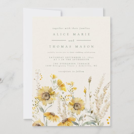 Herfst bruiloft uitnodiging, Zonnebloem bruiloft u Kaart (Voorkant)