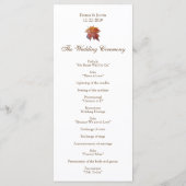 Herfst bruiloft Waterverf Leaf Rackckard Programma (Achterkant)