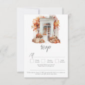 Herfst bruiloft Witte voordeur QR Code RSVP Kaartje (Voorkant)