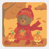 Herfst Bruin Beer Kind Sticker (Voorkant)