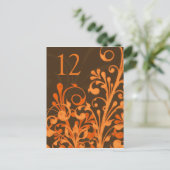 Herfst Bruin Sinaasappel Bloemen Trouwtafel Kaart (Staand voorkant)