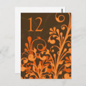 Herfst Bruin Sinaasappel Bloemen Trouwtafel Kaart (Voorkant / Achterkant)