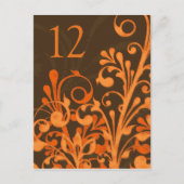 Herfst Bruin Sinaasappel Bloemen Trouwtafel Kaart (Voorkant)