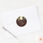 Herfst Bruin Waterverf Bloemen bruiloft Ronde Sticker (Envelop)
