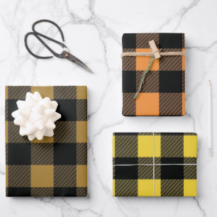 Herfst Buffalo Plaid Geel, Sinaasappel en Bruine t Inpakpapier Vel