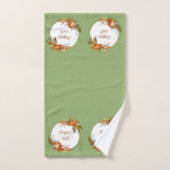 Herfst bunny en pompoenen met aanpasbare tekst bad handdoek (Handdoek)
