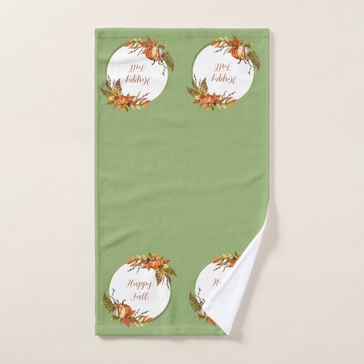 Herfst bunny en pompoenen met aanpasbare tekst bad handdoek (Handdoek)