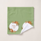 Herfst bunny en pompoenen met aanpasbare tekst bad handdoek (Wasdoekje)