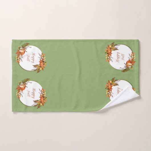 Herfst bunny en pompoenen met aanpasbare tekst bad handdoek (Handdoek)