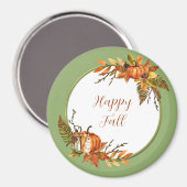 Herfst bunny en pompoenen met aanpasbare tekst magneet (Voorkant / Achterkant)