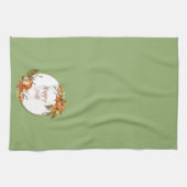 Herfst bunny en pompoenen met aanpasbare tekst theedoek (Horizontaal)