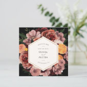 Herfst Burgundy Bloemige 'Save the Date' Kaart (Staand voorkant)