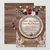 Herfst Burgundy Floral Wine Barrel Wood Weddenscha Kaart (Voorkant / Achterkant)