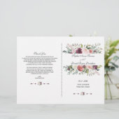 Herfst Burgundy Ivory Floral Lijst Wedding Program (Staand voorkant)