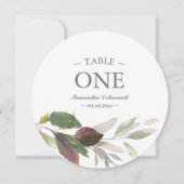 Herfst Burgundy Leaf Wedding Waterverf Table Numbe Kaart (Achterkant)