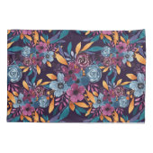 Herfst Burgundy Navy Mustard Waterverf Flowers Art Kussensloop (Achterkant)