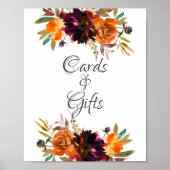 Herfst Burgundy Oranje Bruiloft Cards & Cadeaus Poster (Voorkant)