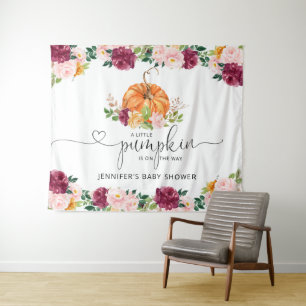Herfst burgundy pompoen baby shower wandkleed