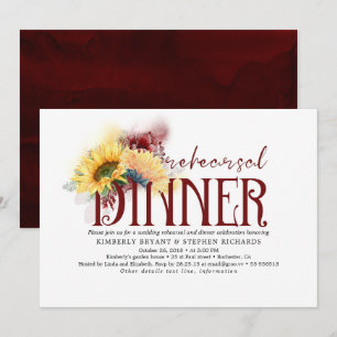 Herfst Burgundy Red Yellow Floral repetitie Dinner Kaart