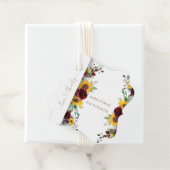 Herfst Burgundy Rozen Zonnebloemen bruiloft Bedankjes Labels (In situ)