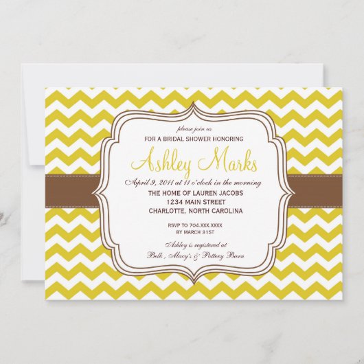 Herfst Burt Yellow chevron INvitation Kaart (Voorkant)