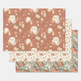 Herfst Butterfly BOHO Floral Autumn Thanksgiving Inpakpapier Vel