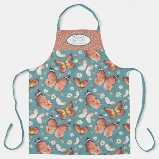 Herfst Butterfly BOHO Floral Autumn Thanksgiving Schort (Voorkant)