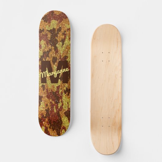 Herfst Camouflage Glitter Sinaasappel Jacht Camo Skateboard (Voorkant)