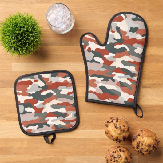 Herfst Camouflage Ovenwant & Pannenlap Set (Top down)