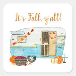  Herfst Camper Trailer Vierkante Sticker