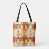 Herfst canvas tas met herfstplaid en peren (Achterkant)