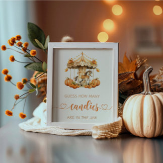 Herfst Carrousel baby pompoen raden hoeveel snoepj Poster