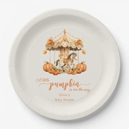 Herfst Carrousel rustieke herfst pompoen baby show Papieren Bordje